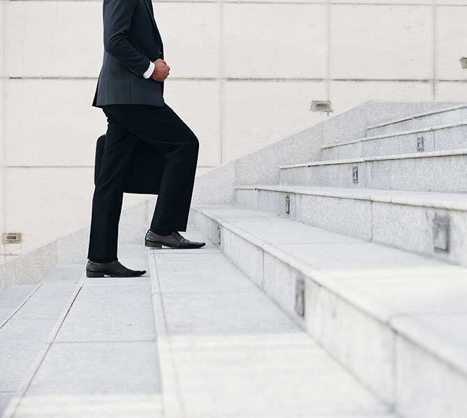 Lawyer at court steps